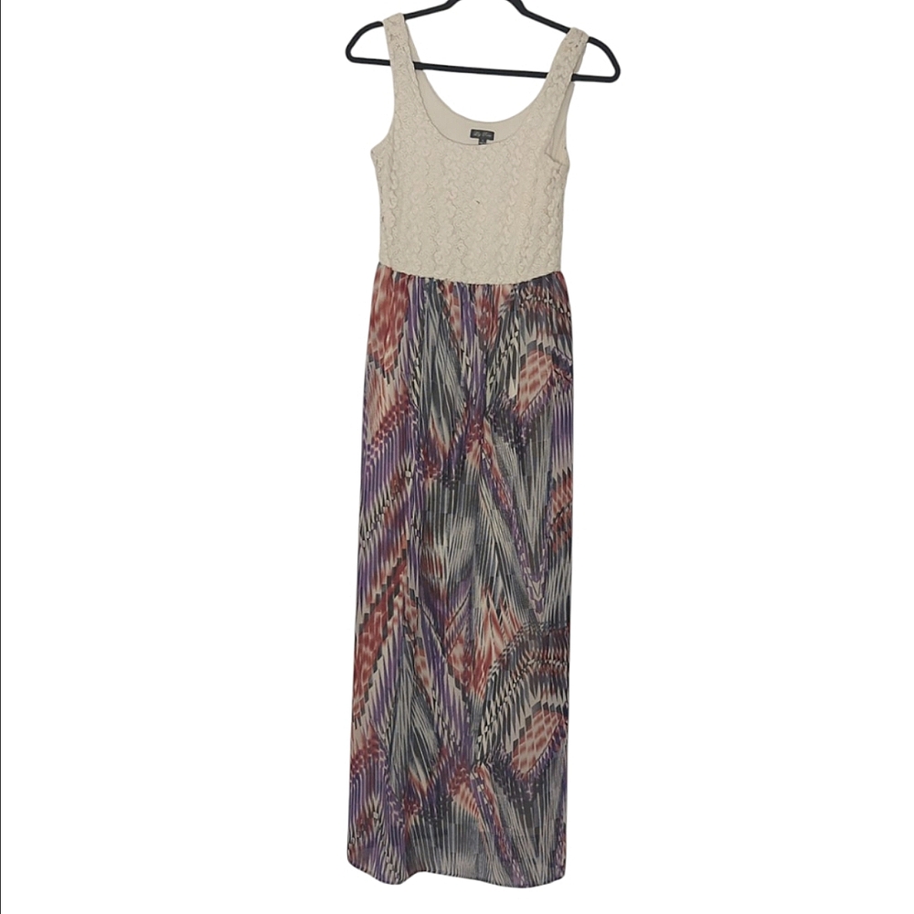 Lily Rose Crochet Sleeveless Maxi Sundress - Women's Size Small Flowy Slit